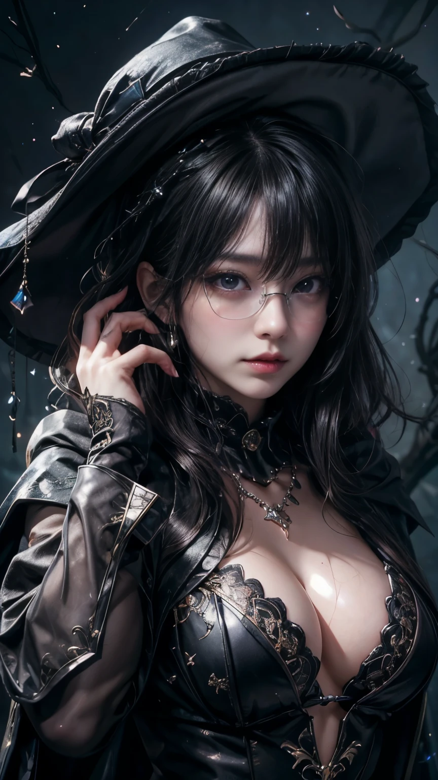 (最高qualityのディテール)、Realistic、8K Ultra HD、High resolution、(One Girl:1.2),(Glasses、Fatal Beauty,Attractive beauty) ,(A supple and powerful physique),(Sensual charm),(Mysterious charm:1.1),(Big Breasts、Captivating silhouette),The 超detailedな、高qualityのテクスチャ、複雑なdetailed、detailed、非常にdetailedなCG、高qualityの影、detailed 美しく繊細な顔、detailed 美しく繊細な目、Written boundary depth、Ray Tracing、20th Generation、Cute K-Pop Girls、(The Face of Ulzan in Korea)、Thin face、(Urzan-6500-v1.1:0.6)、PurerosFace_v1、Glowing Eyes、Perfect body、 Viewer Display、(最高qualityのディテール:1.2)、Realistic、8K Ultra HD、High resolution、Woman close up, realistic girl rendering, 8k artistic german bokeh, Enchanting girl, Real Girls, Gurwitz, Gurwitz-style artwork, Girl Roleplay, Realistic 3D style, cgstation Popular Topics,, 8K Portrait Rendering,(truth,truth:1.4),(Sparkling eyes girl:1.2)、Best image quality, 最高quality, Realistic, 超detailedな, Realistic, 4K 8K Ultra HD Full Color RAW Photos, Fujifilm(Medium format), Hasselblad, Carl Zeiss, Incredible dynamic range photography(utility_art:Smooth-768:1.1),High resolution, High pixel count, 明確なdetailed, Clear images, Natural color reproduction, Noise Reduction, High fidelity, quality, Software Improvements, Upscaling, Optimized Algorithms, Professional-level retouching, ,((((Glasses))))、((((big sapphire necklace)))),(dark,Threatening:1.1),((dark horror theme:1.5),(Thriller:1.5)),(Dark fantasy:1.5), (((Countless stars fly away:1.5),(Absurd:1.5),(wonderful:1.5))),Woman in a dress, (Powerful numbers:1.1),(((Big Breasts))),(((Muscular:1.1))), Sexy Body,( Very lean body:1.6),Sexy pose, (beautiful: 1.7), (Black Hat: 1.6), (An intricately decorated jet-black cloak: 1.6), (Delicately decorated cloak, Despite the damage: 1.5), (Shining Eyes:1.6)、(Glowing Eyes:1.1),(hellish landscape:1.1),(fire,sulfur:1.1),(Threatening atmosphere:1.1),(dark shadows,Threatening presence:1.1),(Unlucky Clouds,Stormy Skies:1.1),(dark,Spooky atmosphere:1.1), (Aura of misfortune,Evil energy:1.1),(dark aura,cigarette:1.1),(Extreme heat,Burning Flames:1.1),(Nightmare Visions:1.1),(Predicting the end:1.1),(Whispers of misfortune,Devilish Laugh:1.1),(Cry of pain,echoing screams:1.1), (Bad luck symbol,Ancient runes:1.1),(Mysterious Relic,dark artifacts:1.1),(Infernal Ritual,Ritual sacrifice:1.1),(The Devil's Minions,creatures of darkness:1.1),(Desolate wilderness:1.1),(University of the Soul,Suffering Soul:1.1),(Eternal Ruin,A hopeless existence:1.1), Inspired by abandoned mech backgrounds. Art created by Craig Mullins,