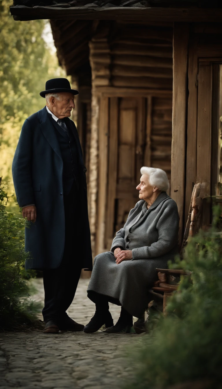 The 75-year-old Abraham ,hugged his wife Sara of 70 years,In the twentieth century.C , with period clothes,Biblical characters from the New Testament of the Bible,