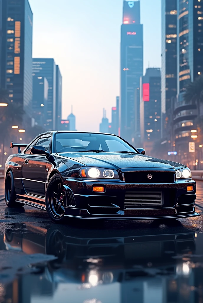 Create an 8k wallpaper of a nissa skyline gtr r34