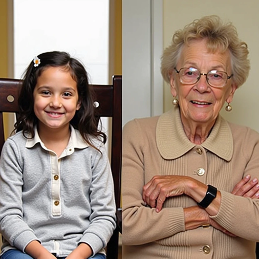 Girl hugging her grandmother