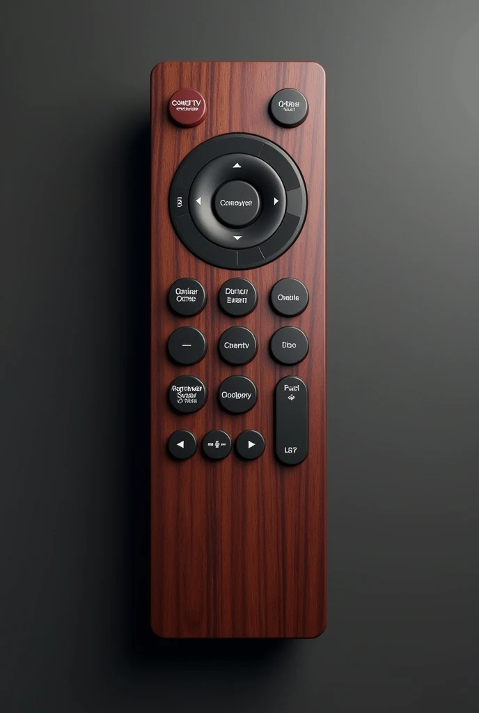 Long and wide mahogany colored remote with many cable TV buttons With white writing that says CONET TV