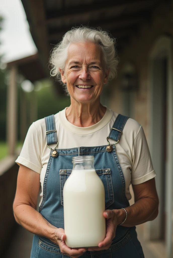 40 year old lady with a milk container, Owner of a milk business, , year 1950