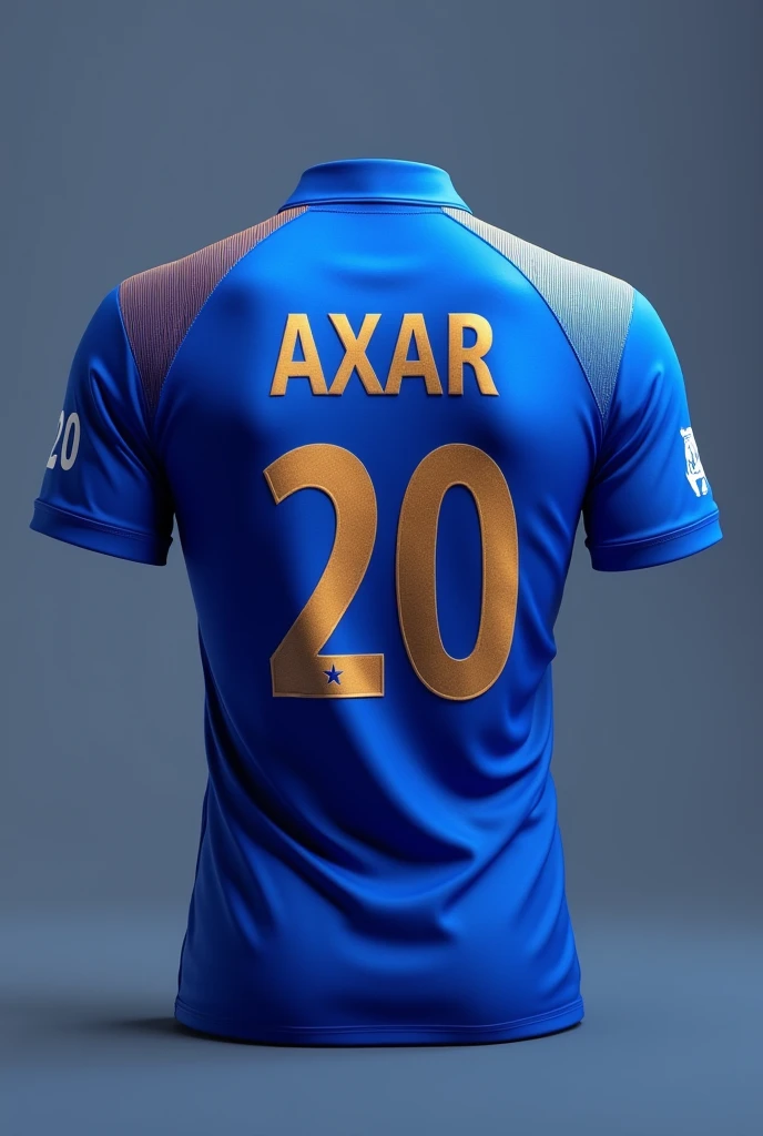 Full sky blue indian cricket jersey whose back side name axar number 20