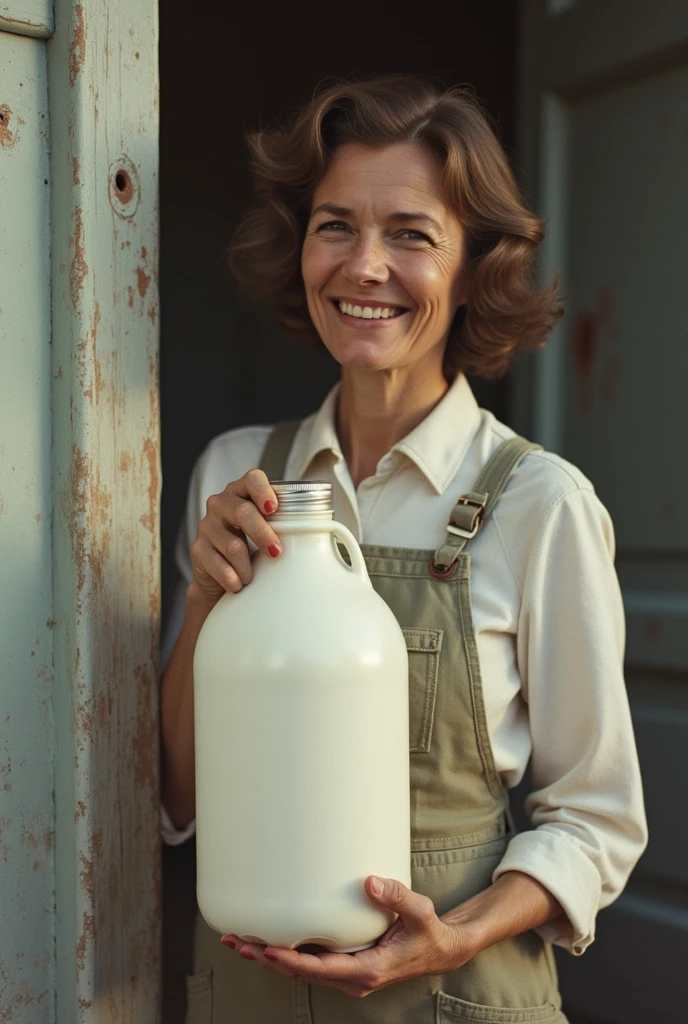 Lady with a milk container, Owner of a milk business, colombia, year 1950