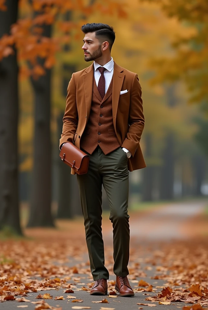 Make an outfit fit for skinny infj guy fashion style the guy is 5'5 tall and with the weight of 48kg his face heart face shape with an inverted traingle body and also since he's season is deep autumn make the outfit fit for the color with he's season palette also with the hairstyle of two block 