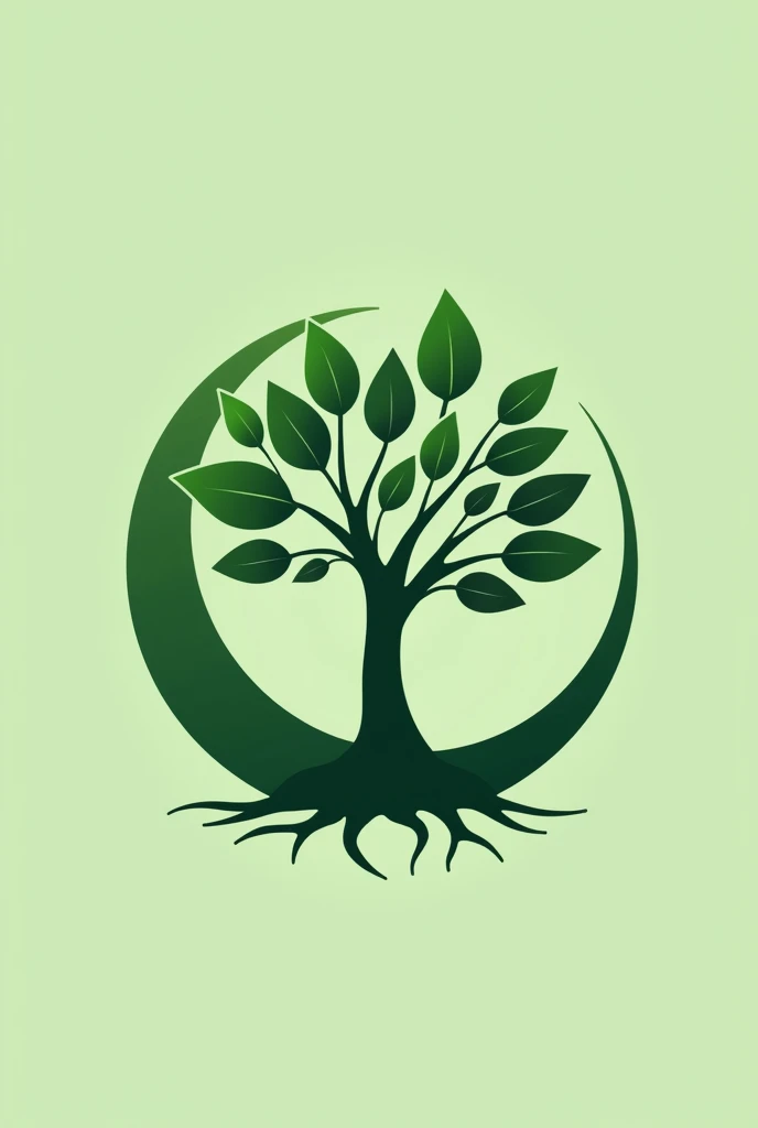 A stylish and modern 3D logo for the brand "figth". The logo consists of a minimalist fig tree, with simplified branches and leaves, wrapped in a smooth green circle. The tree&#39;s roots extend subtly from the bottom of the circle, blending perfectly with the green background. The overall design exudes a sense of sophistication and modernity, perfect for a trendy t-shirt brand.