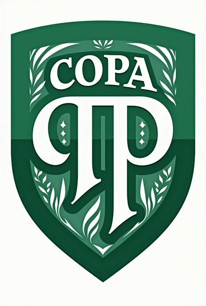 Create shield of the "Copa TP" of football inspired by the ninth region of the Chilean Araucanía and that inside the shield is written "Copa TP" In addition to focusing on green and white tones