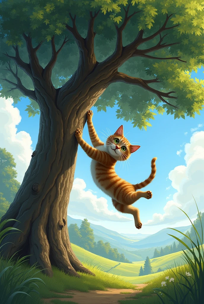 A cat falling off a tree