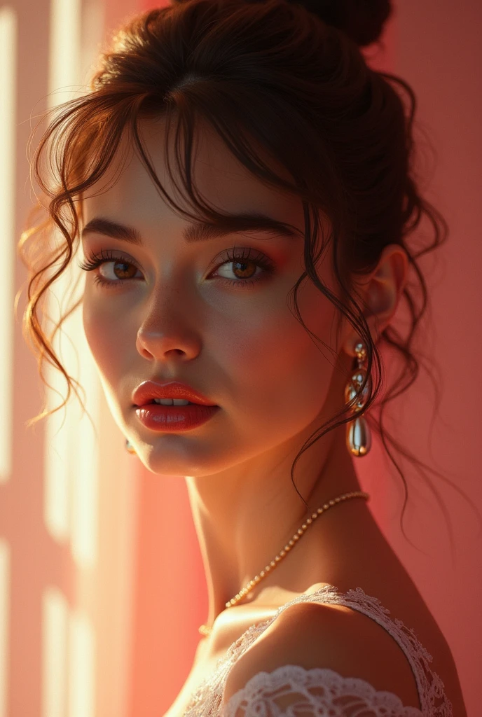 model shoot style, Audrey Hepburn, (extremely detailed 8k wallpaper), Playboy Central Page, Team Okamura, Marco Mazzoni e Yoann Losel, vogue, digitalpainting, fotorrealism, evocative, fairy lights, pastel palette, intricate-detail, digitl art, CG Society, work of art, diversidade, ((face perfect))