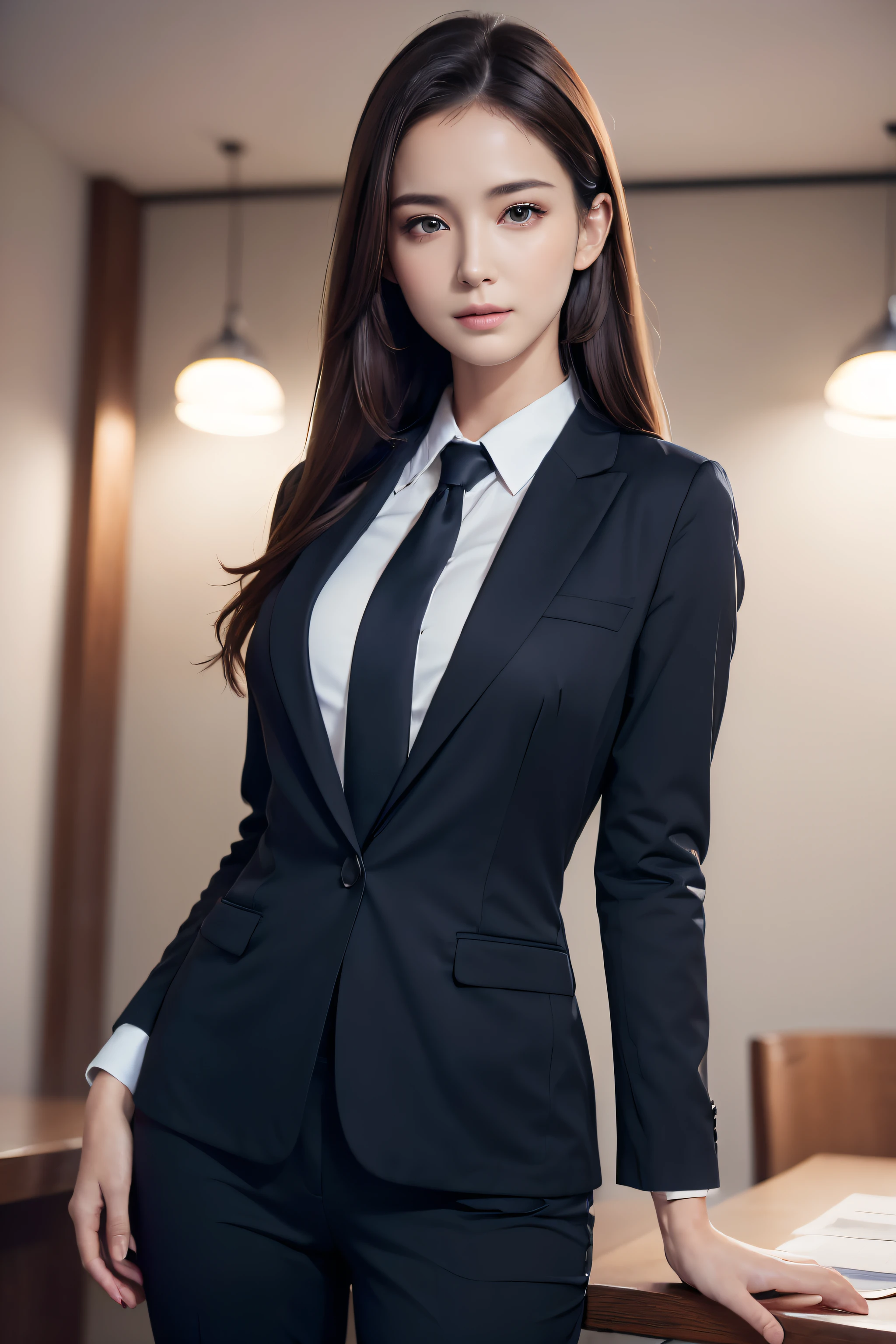 (Realistic, high quality, Beautiful and exquisite face and eyes:1.3), OL, suit, Half Body Shot, (最high quality, 8k, masterpiece:1.3), Professional Lighting, Vibrant colors, Graceful posture, Confident expression, Modern office environment, (subtle, nature, Warm tones), Sharp details, Glossy finish