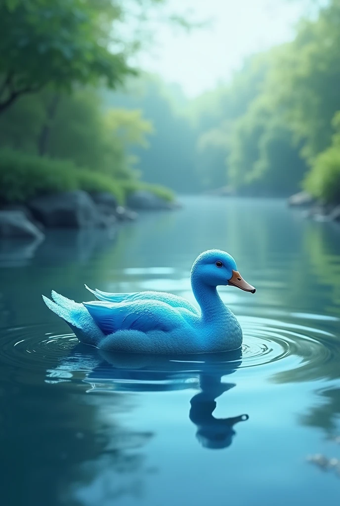 Blue duck in the water 