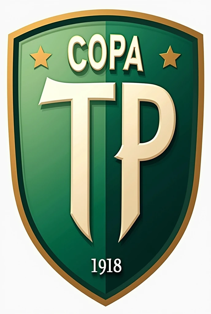 Create shield of the "Copa TP" of football inspired by the ninth region of the Chilean Araucanía and that inside the shield is written "Copa TP" In addition to focusing on green and white tones