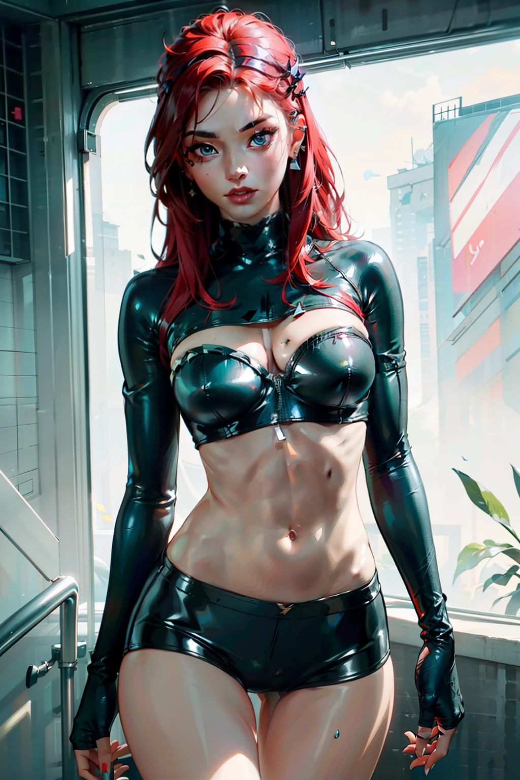 K/DA All Out Kai'sa, long red hair, defined body, Overview, posse sexy