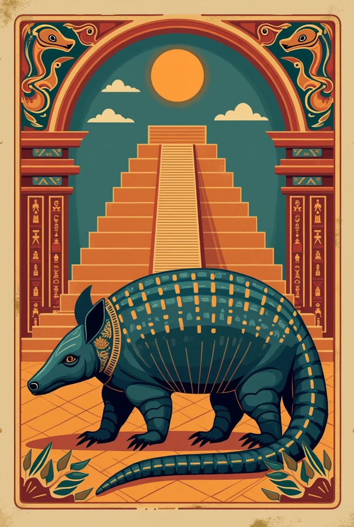 Generates an image of an armadillo in Mayan style