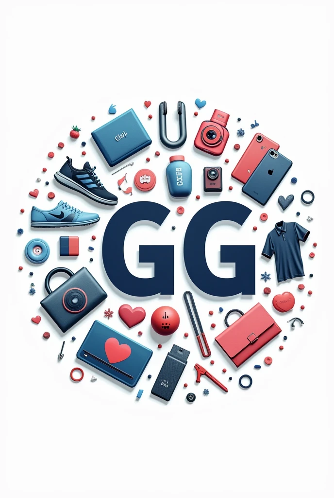 Logo with the letters GG with products around it