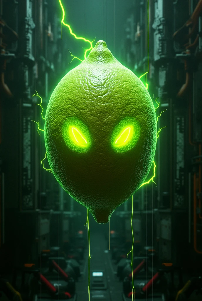 a cyberpunk style radioactive lemon logo