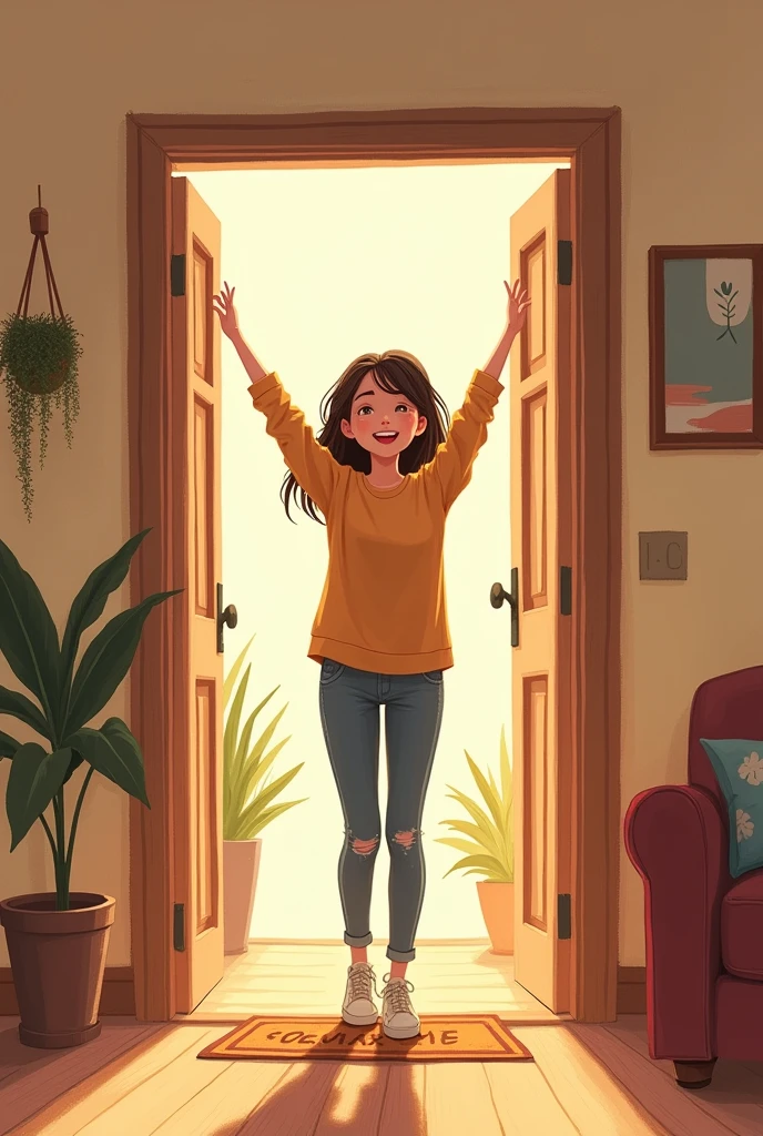 Welcome Home drawing style a character