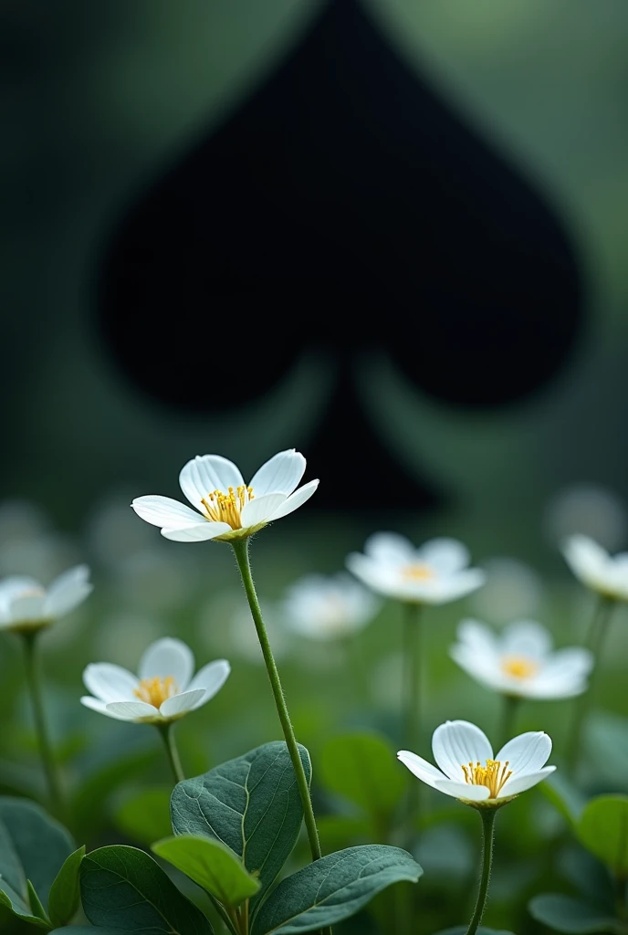 White clover with black poker background
