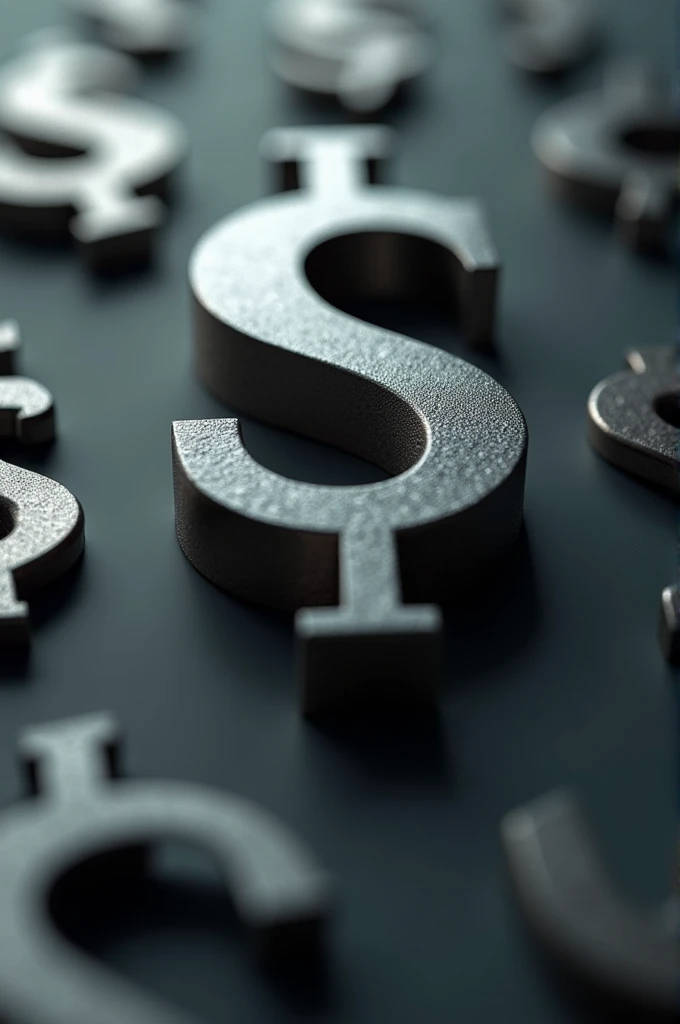 Dollar sign in the center with other dollar signs in the background, slightly out of focus