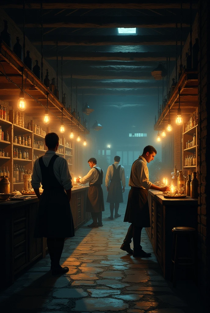 Generate me an image of the interior of a business without electricity.