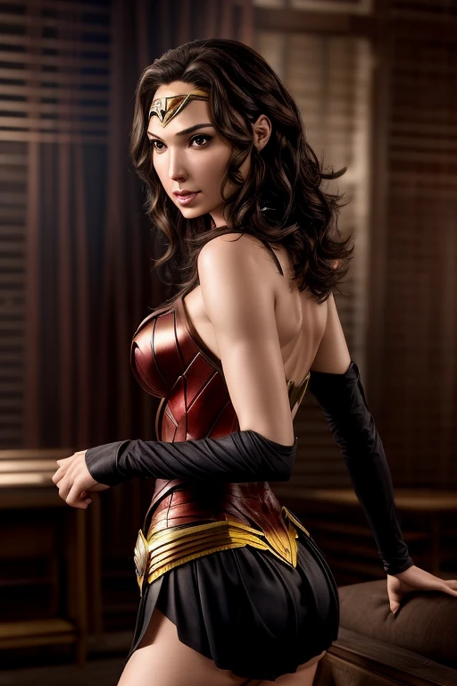 GAL GADOT, breasts big, huge boobies, Waist slender, wide hips, big-ass,
