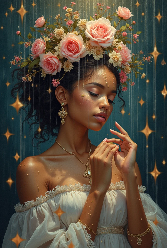 1girl, head phones, under pink bubble water, (18 years old), (dark skin), very dark skin, wide shot, (pink strapless dress), , (totally realistic), (Masterpiece, Professional lighting, 16k, 8k wallpaper, raw photo, photorealistic:1.8, ultra detailed, view from above, natural lighting, detailed skin sexy pose, open mouth, big lips, night time, eyes closed, pink light, steam, pink foam, magic energy, neon light, soaked, sweating, crying, screaming