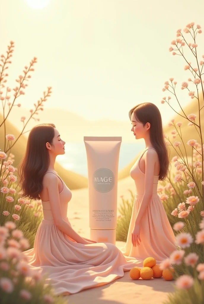 Design a sunscreen brand in pastel colors.