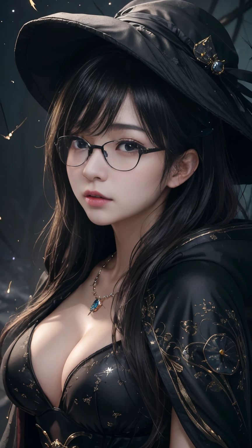 (最高qualityのディテール)、Realistic、8K Ultra HD、High resolution、(One Girl:1.2),(Glasses、Fatal Beauty,Attractive beauty) ,(A supple and powerful physique),(Sensual charm),(Mysterious charm:1.1),(Big Breasts、Captivating silhouette),The 超detailedな、高qualityのテクスチャ、複雑なdetailed、detailed、非常にdetailedなCG、高qualityの影、detailed 美しく繊細な顔、detailed 美しく繊細な目、Written boundary depth、Ray Tracing、20th Generation、Cute K-Pop Girls、(The Face of Ulzan in Korea)、Thin face、(Urzan-6500-v1.1:0.6)、PurerosFace_v1、Glowing Eyes、Perfect body、 Viewer Display、(最高qualityのディテール:1.2)、Realistic、8K Ultra HD、High resolution、Woman close up, realistic girl rendering, 8k artistic german bokeh, Enchanting girl, Real Girls, Gurwitz, Gurwitz-style artwork, Girl Roleplay, Realistic 3D style, cgstation Popular Topics,, 8K Portrait Rendering,(truth,truth:1.4),(Sparkling eyes girl:1.2)、Best image quality, 最高quality, Realistic, 超detailedな, Realistic, 4K 8K Ultra HD Full Color RAW Photos, Fujifilm(Medium format), Hasselblad, Carl Zeiss, Incredible dynamic range photography(utility_art:Smooth-768:1.1),High resolution, High pixel count, 明確なdetailed, Clear images, Natural color reproduction, Noise Reduction, High fidelity, quality, Software Improvements, Upscaling, Optimized Algorithms, Professional-level retouching, ,((((Glasses))))、((((big sapphire necklace)))),(dark,Threatening:1.1),((dark horror theme:1.5),(Thriller:1.5)),(Dark fantasy:1.5), (((Countless stars fly away:1.5),(Absurd:1.5),(wonderful:1.5))),Woman in a dress, (Powerful numbers:1.1),(((Big Breasts))),(((Muscular:1.1))), Sexy Body,( Very lean body:1.6),Sexy pose, (beautiful: 1.7), (Black Hat: 1.6), (An intricately decorated jet-black cloak: 1.6), (Delicately decorated cloak, Despite the damage: 1.5), (Shining Eyes:1.6)、(Glowing Eyes:1.1),(hellish landscape:1.1),(fire,sulfur:1.1),(Threatening atmosphere:1.1),(dark shadows,Threatening presence:1.1),(Unlucky Clouds,Stormy Skies:1.1),(dark,Spooky atmosphere:1.1), (Aura of misfortune,Evil energy:1.1),(dark aura,cigarette:1.1),(Extreme heat,Burning Flames:1.1),(Nightmare Visions:1.1),(Predicting the end:1.1),(Whispers of misfortune,Devilish Laugh:1.1),(Cry of pain,echoing screams:1.1), (Bad luck symbol,Ancient runes:1.1),(Mysterious Relic,dark artifacts:1.1),(Infernal Ritual,Ritual sacrifice:1.1),(The Devil's Minions,creatures of darkness:1.1),(Desolate wilderness:1.1),(University of the Soul,Suffering Soul:1.1),(Eternal Ruin,A hopeless existence:1.1), Inspired by abandoned mech backgrounds. Art created by Craig Mullins,