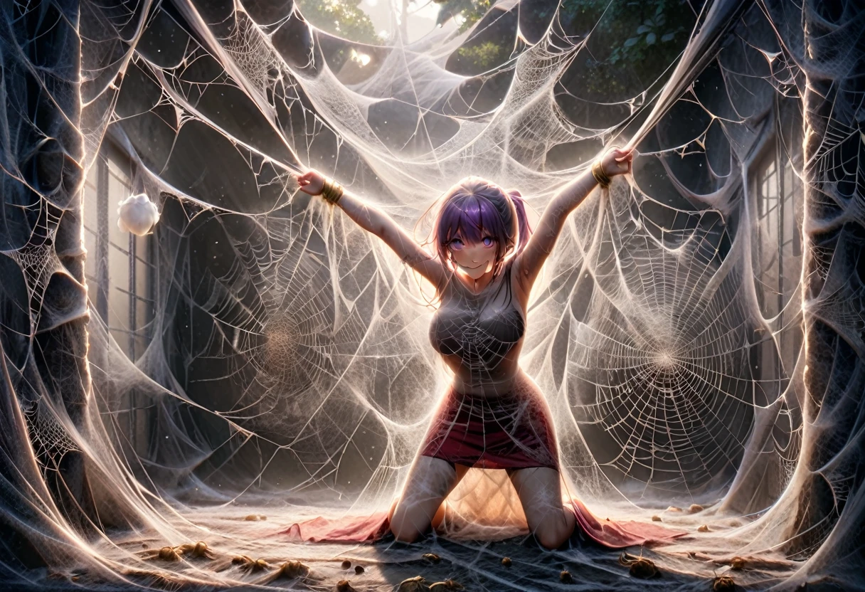 (((beautiful female body))),(((closeup of twilight sparkle as a sweet charming hot seductive horny model))), (((very long ponytail hair))) ,(((purple eyes))),(((captured by spiderweb wall)))), (((touching herself))),(((spiderweb and cave in background))),(((lewd and erotic posing))), (((happy orgasm smile face))) ,(((nude and naked ))) , (((upskirt view))) ,breasts are visible , (((wear high heels))) ,golden bracelets , (((perfect breasts))) , lush breasts , Bulky Breasts , voluminous breasts ,(((peeping the viewer))),(((bare belly))),(((bare legs))),(((close view))),(((spider web covered environment))),(((cocoon))),(((cobwebs)))