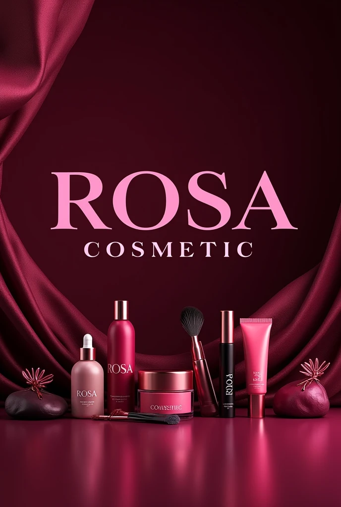 Image of cosmetics with a writing in Spanish DARK PINK that says ROSA COSMETIC