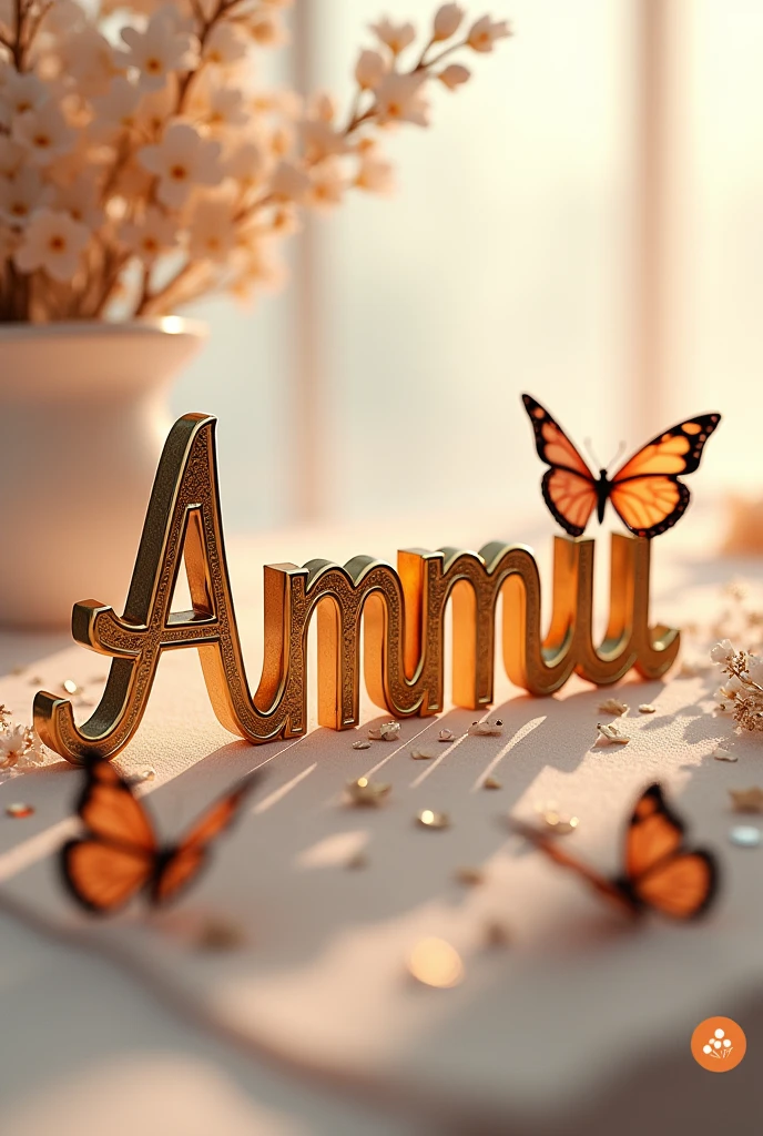 Decorat the name with the golden letters and add butterfly [Ammu]