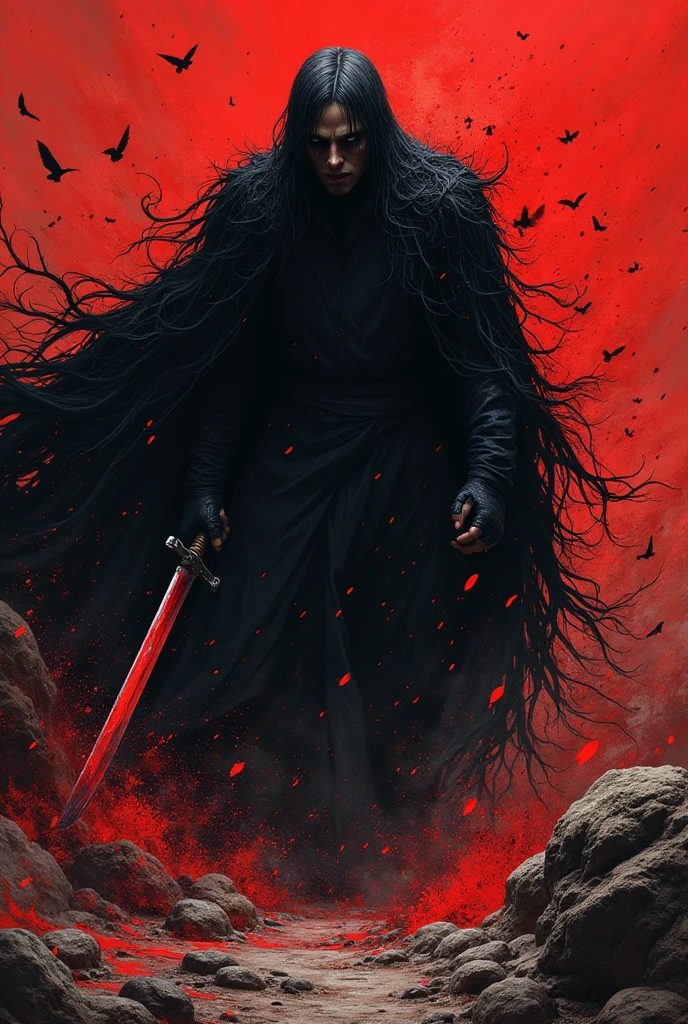 Make a drawing that represents hatred and resentment, in an obscure way, based on guts, do anime berserk