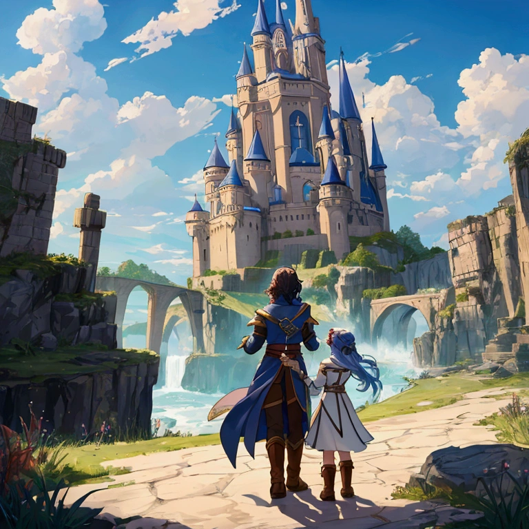 I wanted you to make a mage and a demihuman in an isekai in a landscape