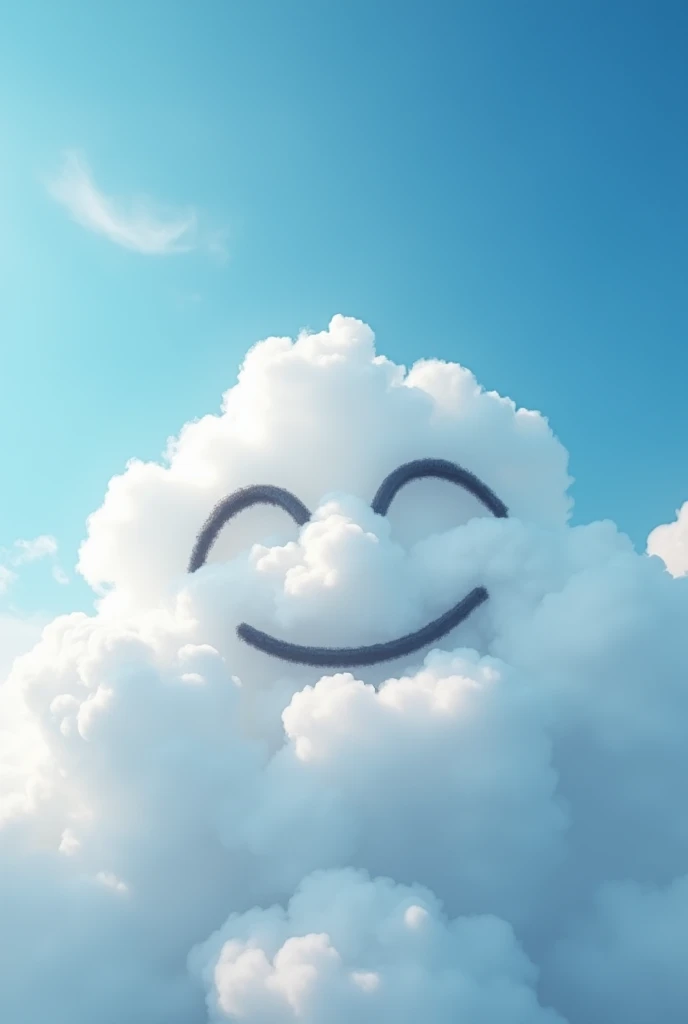 In the sky a smiling face made of clouds
