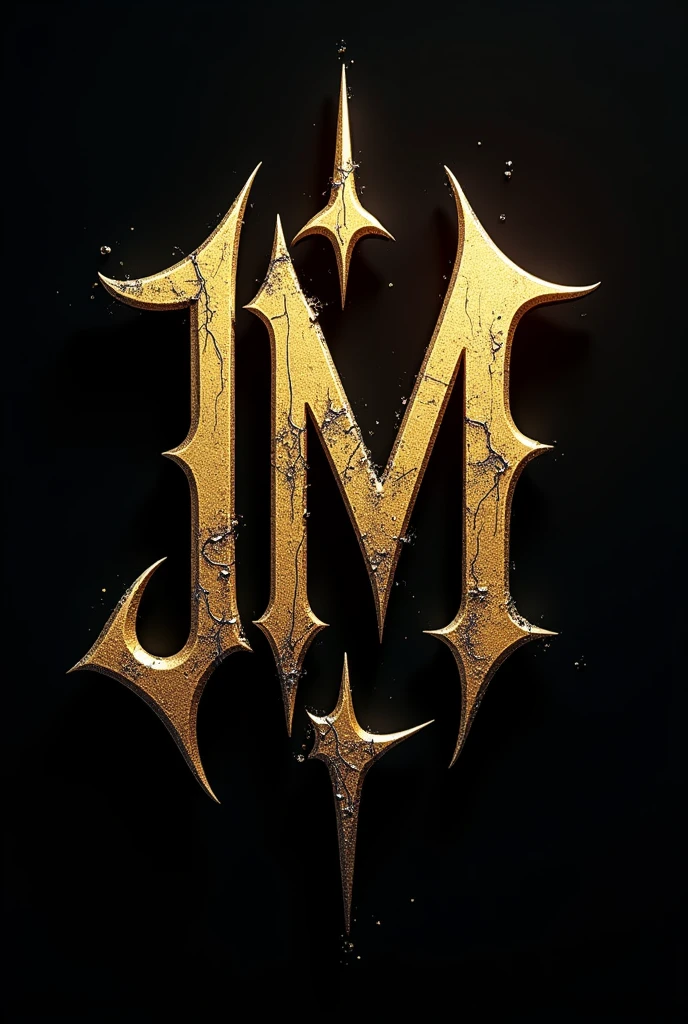 Monogram with jm in gold and black tattoo style.