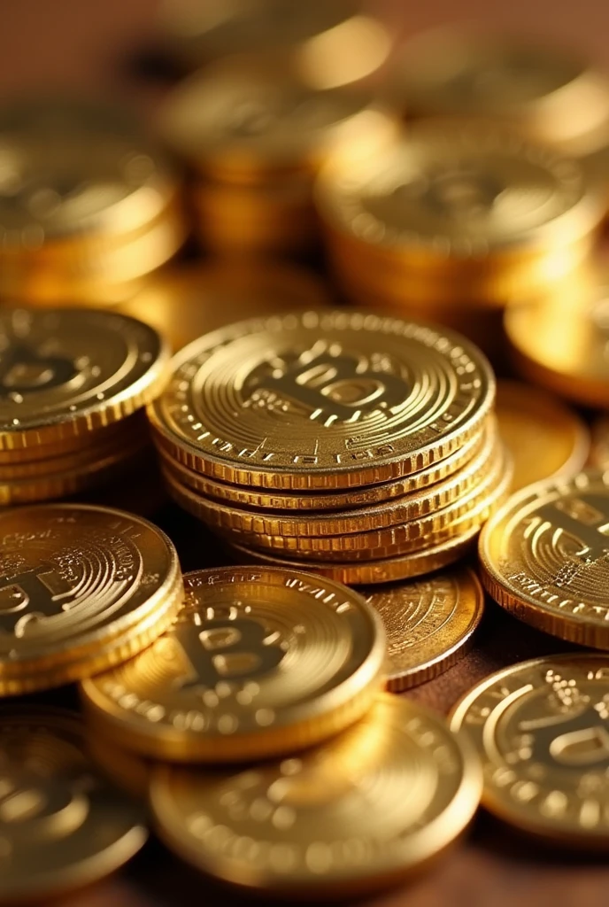 Create an image of great wealth and money, with only shiny coins.