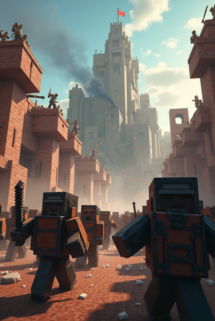 create an image for a YouTube video cover on the theme of Minecraft clan invader
