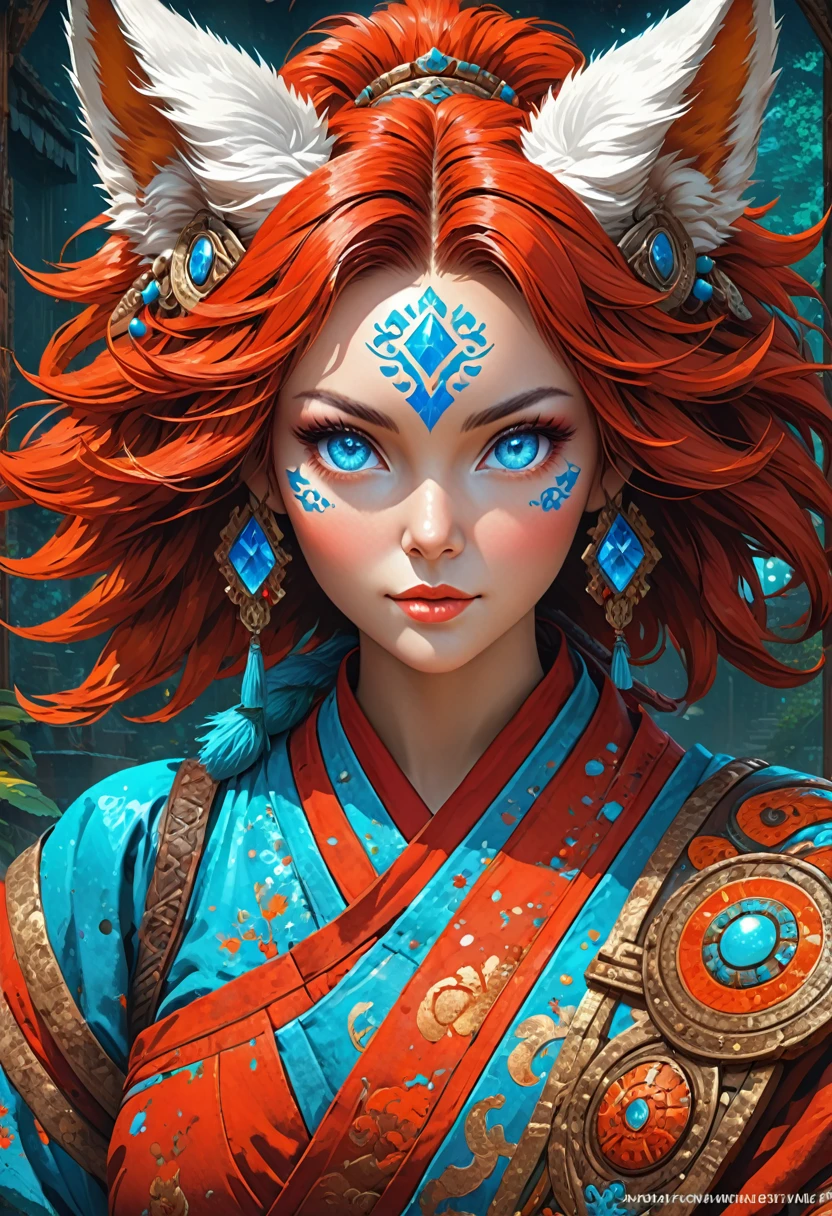 Anthropomorphic kitsune-satyr monk. red fur. Old, wrinkled ancient, decrepit. Crystal blue eyes. wise face. wizened. long detailed fingers. Official Art – An Award-Winning Digital Masterpiece In 4K Ultra HD, Extreme Detail And Intricate Realism. Symmetrical Face. This bright and colorful Concept Art Brought To Life By The Hands Of Artists Like Wlop & Artgerm In A Stunning 2D Vector Illustration. Background Is A Panoramic Vista.
