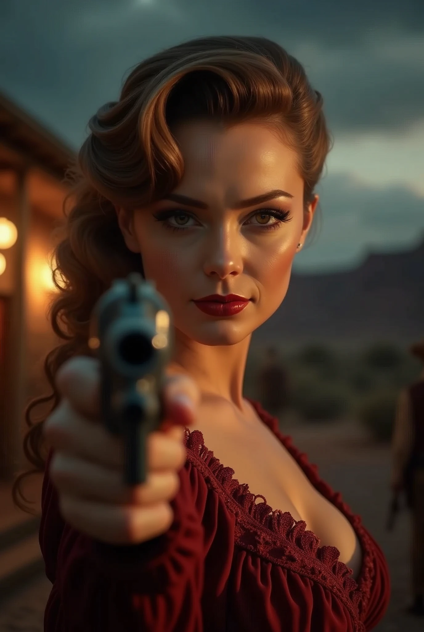Agente dos STARS, segurando um revolver, andando em Reccon City