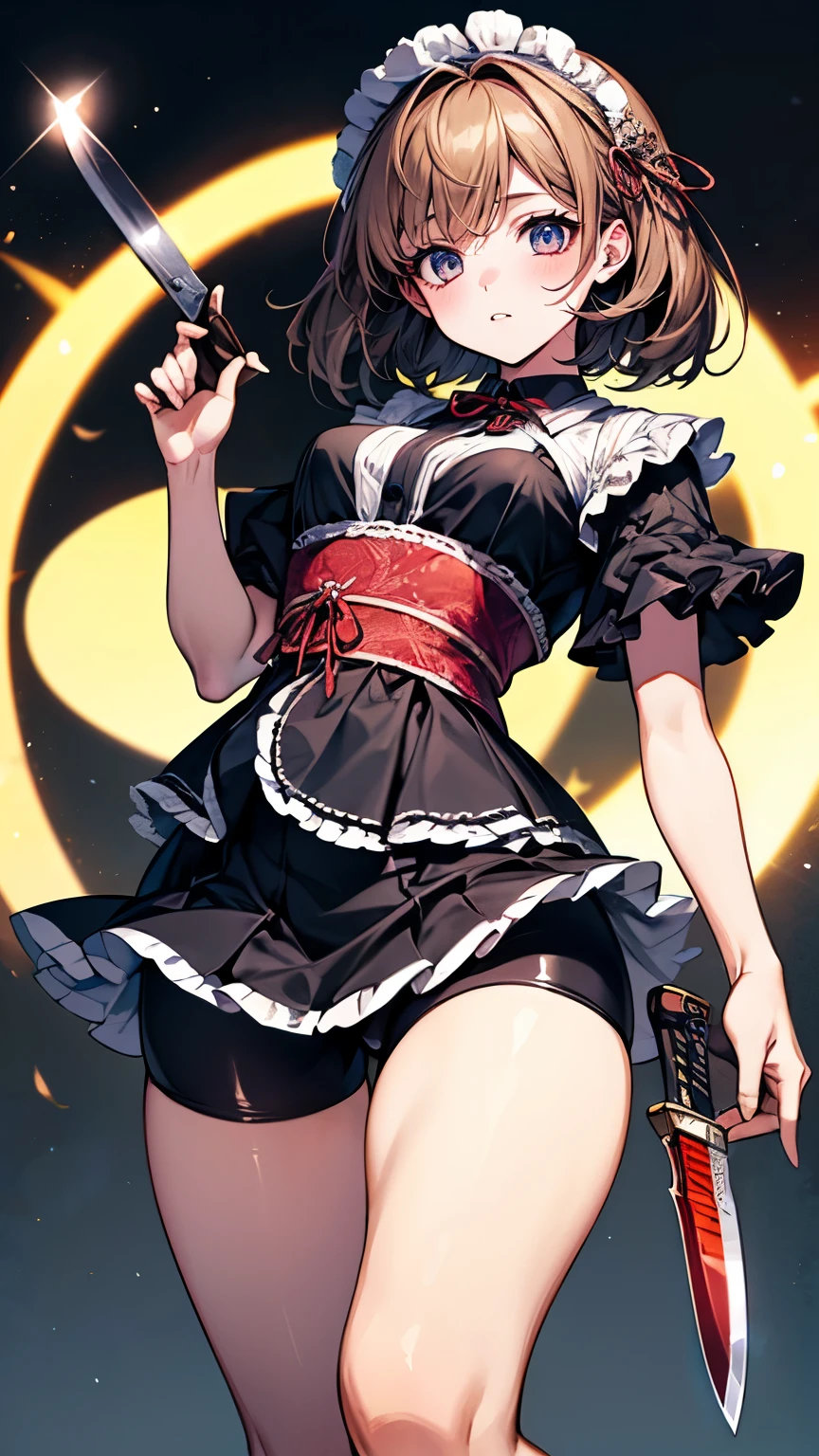 (Very delicate and beautiful:1.2)super model,,Beautiful breasts,voluptuous,【bike shorts】,,【3girls】,,Highest quality, High resolution, 8k,mini skirt,Japanese ta,knife,Blue Flame.magic circle