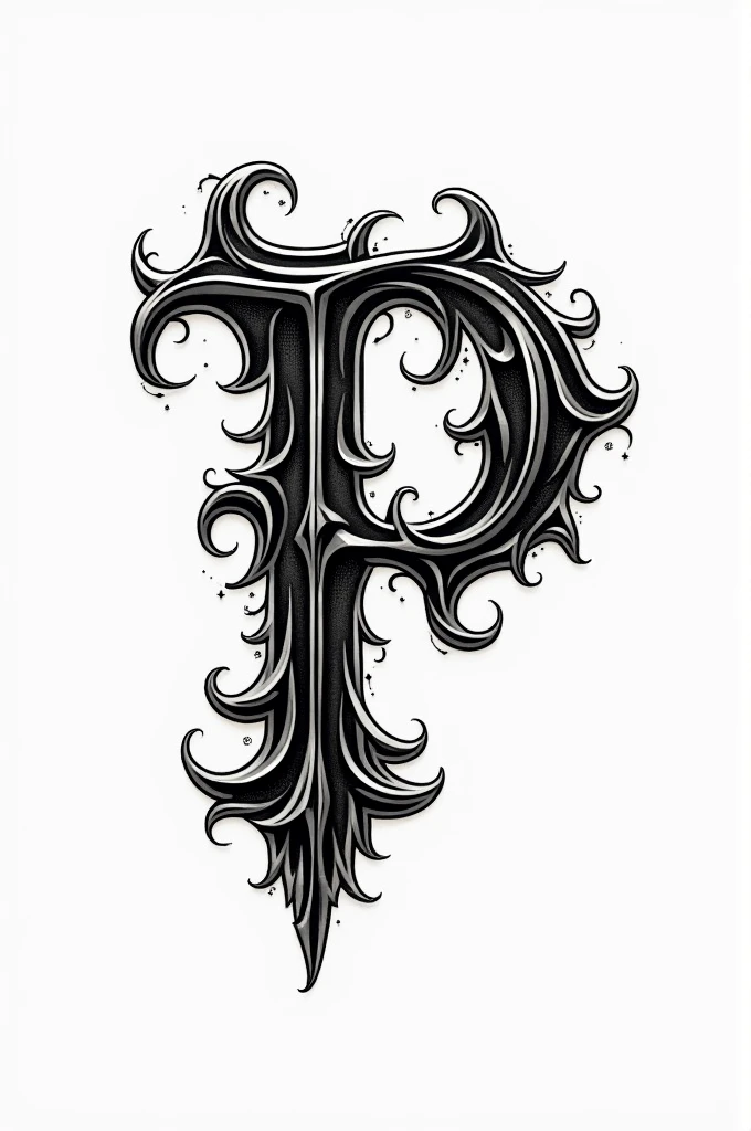 Monogram with one in tattoo style