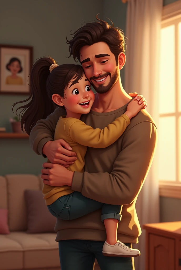 Father and daughter hug each other 