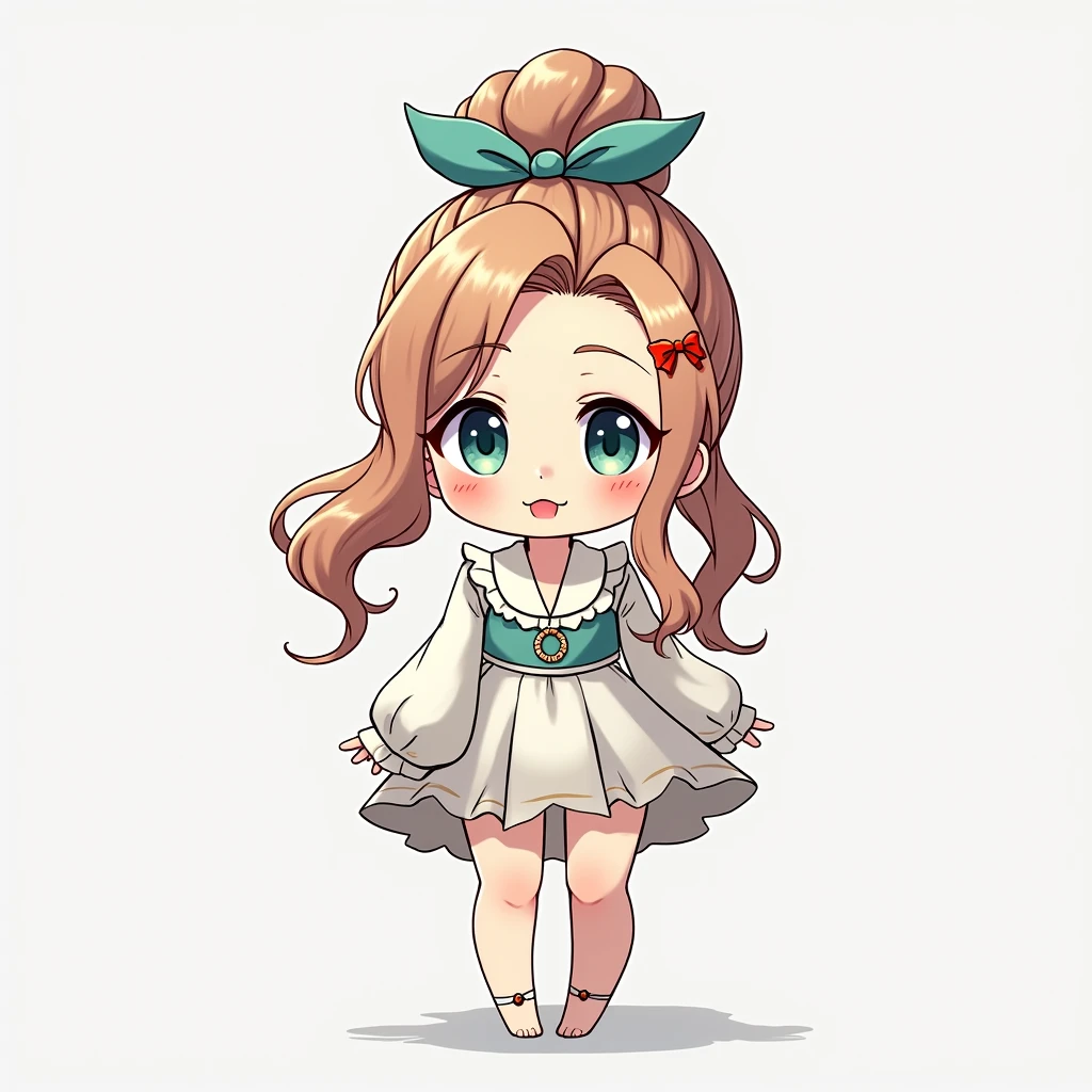 A Anime chibi girl, detailed hair, detailed facial features, large expressive eyes, delicate skin, wearing sexy dress, serene expression, detailed background, natural lighting, vibrant colors, (best quality,4k,8k,highres,masterpiece:1.2),ultra-detailed,(realistic,photorealistic,photo-realistic:1.37),concept art