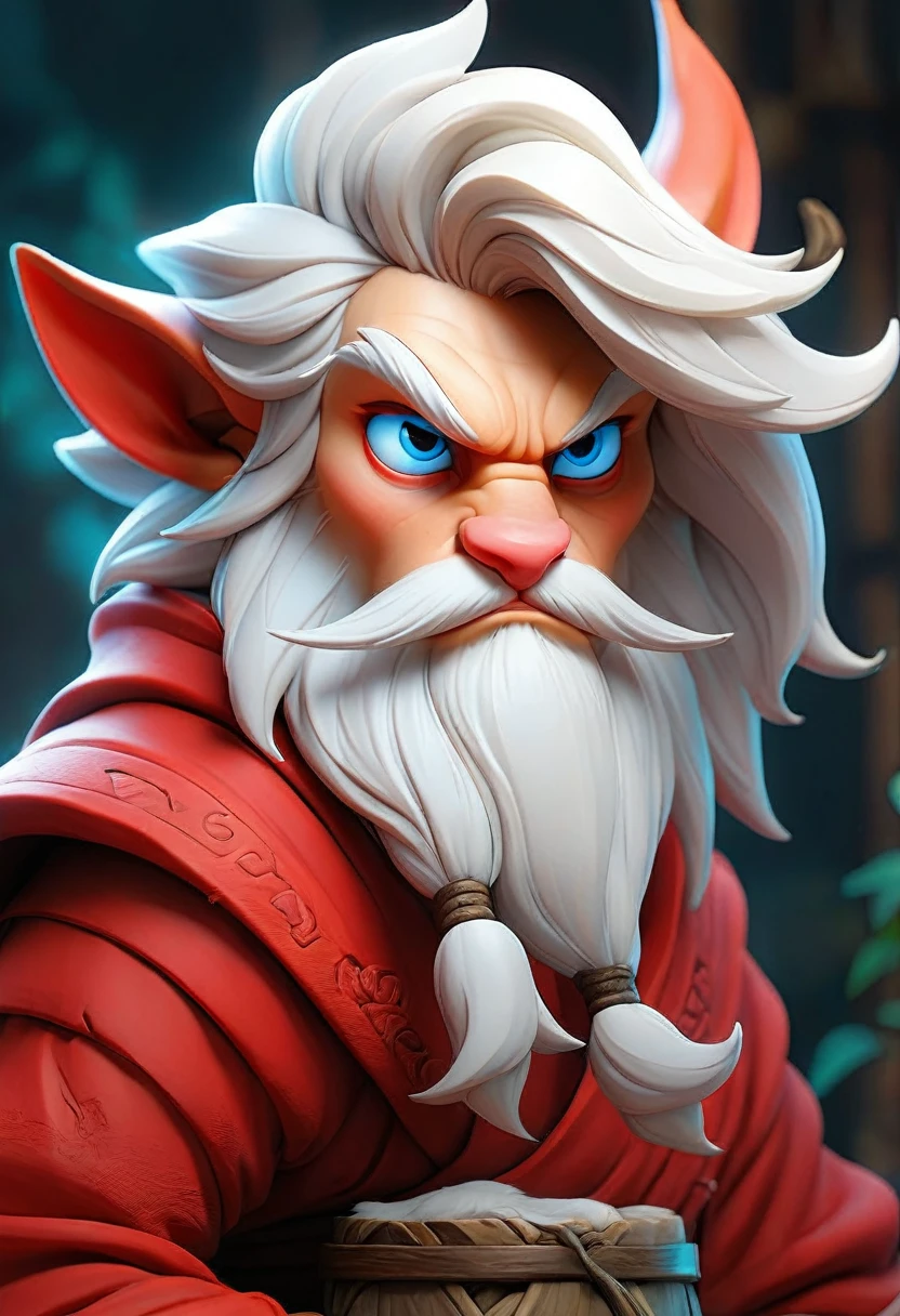 Anthropomorphic  kitsune-satyr monk. red fur. Old, wrinkled ancient, decrepit. Crystal blue eyes. wise face. wizened. long detailed fingers. Official Art – An Award-Winning Digital Masterpiece In 4K Ultra HD, Extreme Detail And Intricate Realism. Symmetrical Face. This  bright and colorful Concept Art Brought To Life By The Hands Of Artists Like Wlop & Artgerm In A Stunning 2D Vector Illustration.  Background Is A Panoramic Vista.
