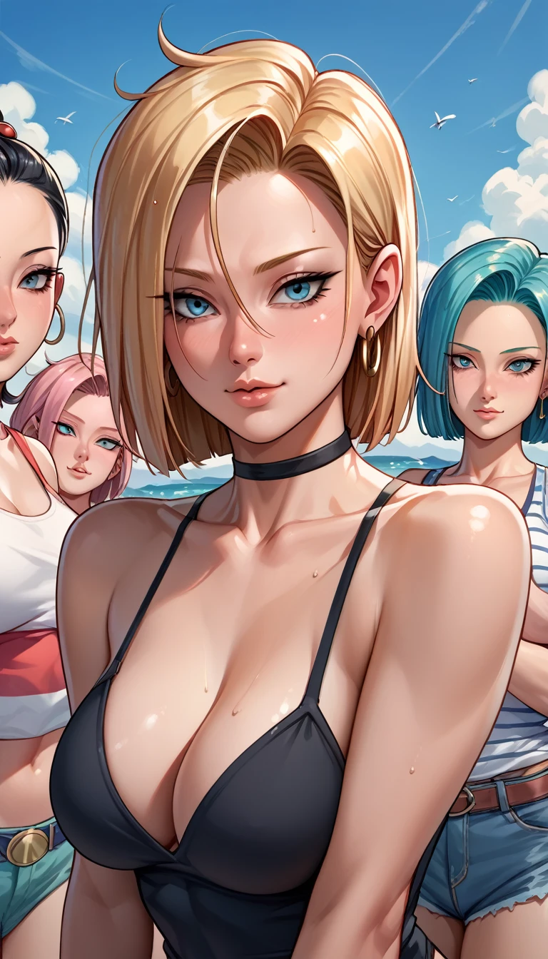 (Chichi), (bulma), (vidal), (android 18), (android 21), (5 women),