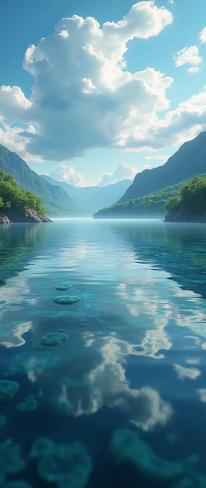 (masterpiece:1.2,Highest quality,Ultra-high resolution,Very detailed,Realistic,RAW Photos:1.2,Elaborate photos),8k,wallpaper,(Ray Tracing),Japan,(Majestic river,Beautiful water surface,Diffuse reflection of light),A photo that embodies the flow of clouds and water