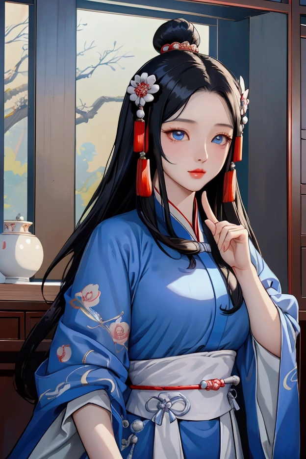(Highest quality、 8k 、masterpiece、High resolution)、(Chinese Drama、Changgexing、Li Changge、Dililaba)、Tang Dynasty、Changan、1 Female、Rich man's daughter、(Princess of the royal family)、Anime Beauty、Appropriate attire、Head ornament、Hairpin、Beautiful young person、blue eyes、(背景は古いChanganの街並み、Tang Dynasty Buildings、Tang Dynasty Buildings)、Anime Art、Official Art、Detailed CG、