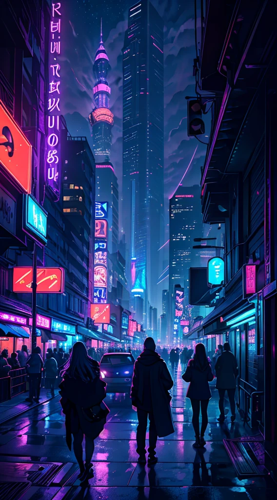 (best quality,4k,8k,highres,masterpiece:1.2),ultra-detailed,(realistic,photorealistic,photo-realistic:1.37),landscape,neon style,purple,navy blue,lilac,red lights,reflection,night city,bustling streets,futuristic buildings,metropolis vibes,magical atmosphere,dreamy clouds,palm trees silhouettes,glowing signs,shimmering water,mysterious shadows,nightlife district,passionate energy,hustle and bustle,inviting alleyways,enchanted feeling,star-filled sky,vibrant colors,dynamic composition,electric ambiance,dazzling cityscape,neon glow,urban charm,awe-inspiring view,serene river,majestic skyline,modern architecture,nighttime enchantment,immersive experience,captivating scenery,ethereal beauty,striking contrasts,dim lighting effects,endless possibilities.