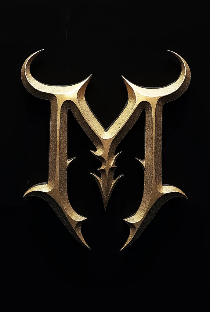 JM monogram in black and gold gothic letters