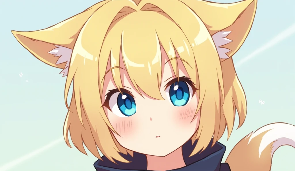 ertheia, short hair, blue eyes, blonde hair, pointy ears, animal ears,